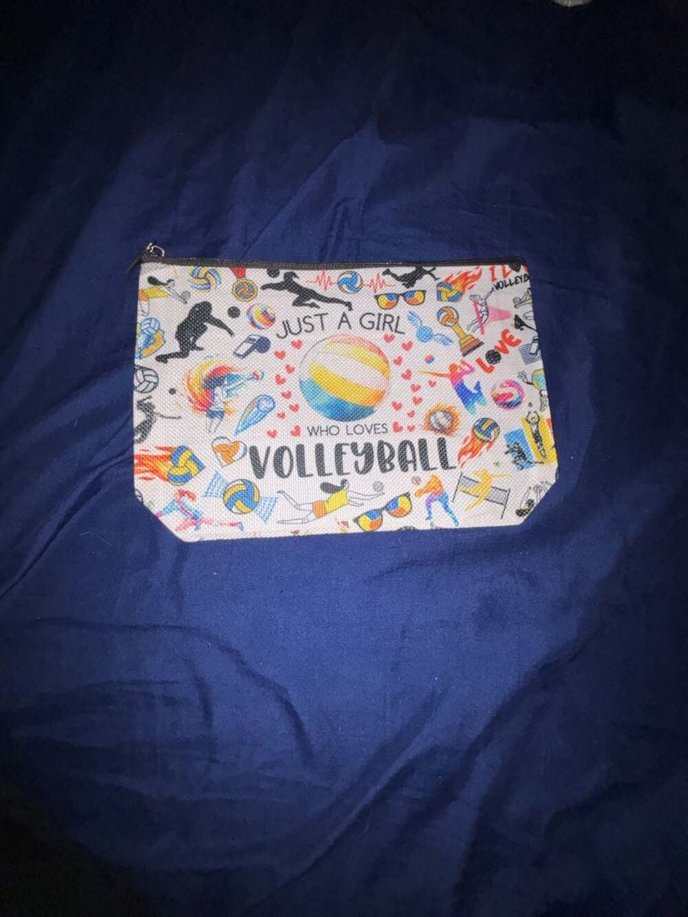 Just a Girl Who Loves Volleyball Print Zippered Cosmetic Makeup Pouch